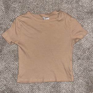 Tan Short-Sleeve Crop Top